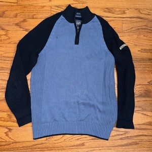 Vintage 90s Nautica Blue Knit Half Zip Sweater Men’s Size Medium